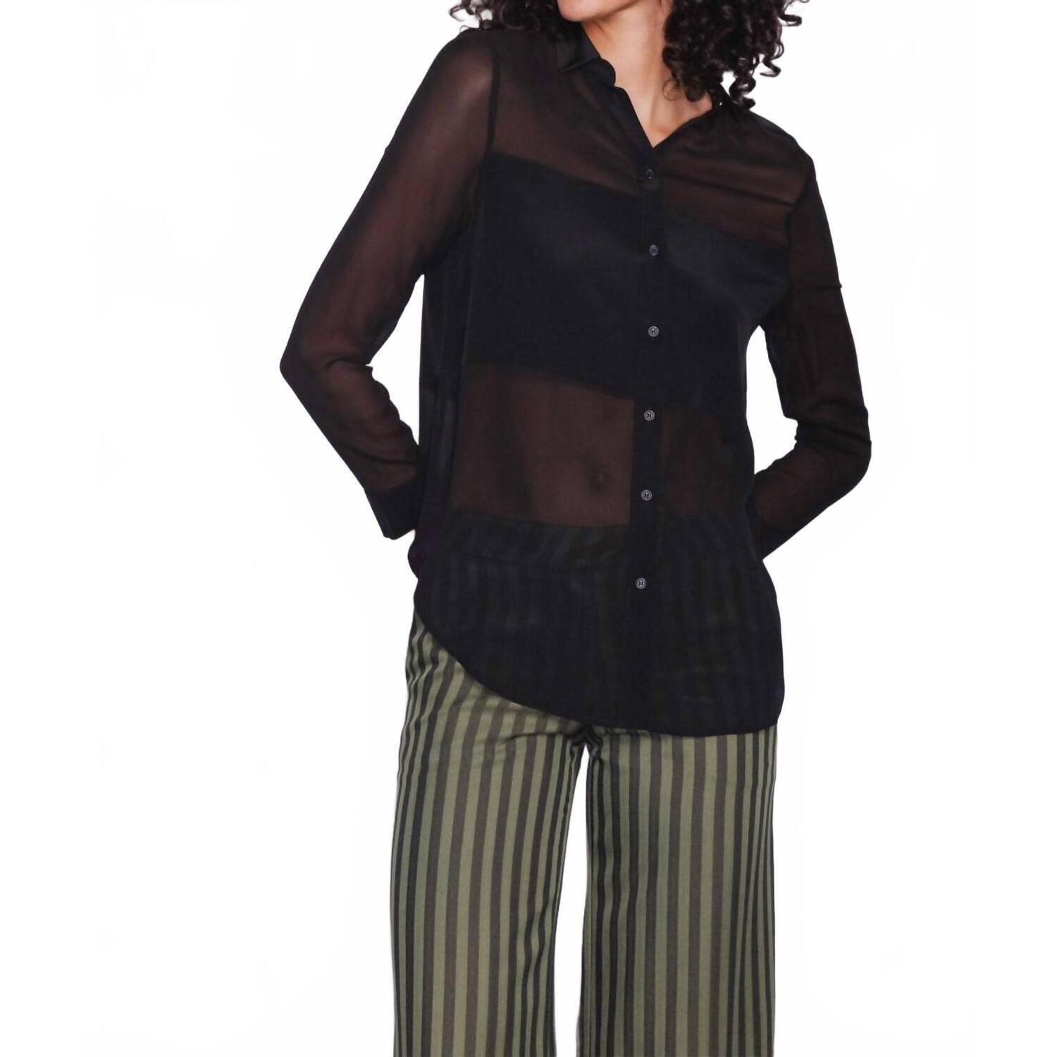 New Catherine Gee Women's Long Sleeves Collar Blouse In Black